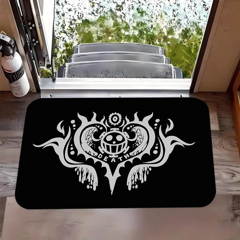 Charming Happy Camper RV Themed Area Rug Stylish Vintage Travel Trailer Print Floor Mat for Living Room Bedroom Camping Decor