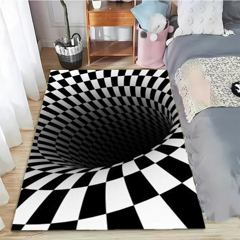 3D Vortex Illusion Area Carpet Rug for Living Room Decor Bedroom  Abstract Geometric Optical Vertigo Carpet Non-slip Floor Mat