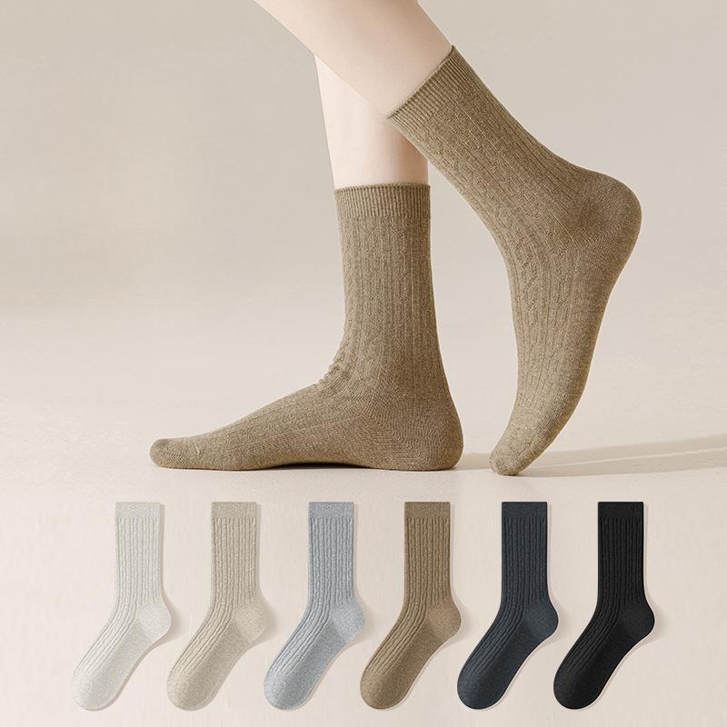 Female Spring and Autumn Warm Cotton Sweat Absorbing Deodorizing Anti Pilling Long Tube Stack Socks