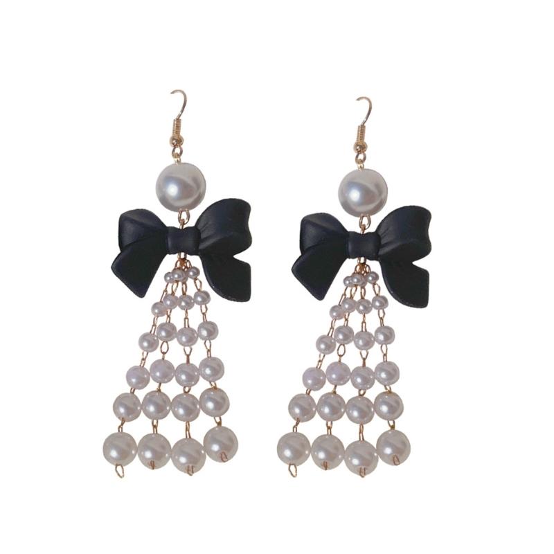 

Stylish Pearls Bowknot Dangle Earrings Ornament Distinctive Ear Pendant Ear Rings Adornment Versatile Fashion Accessory 1