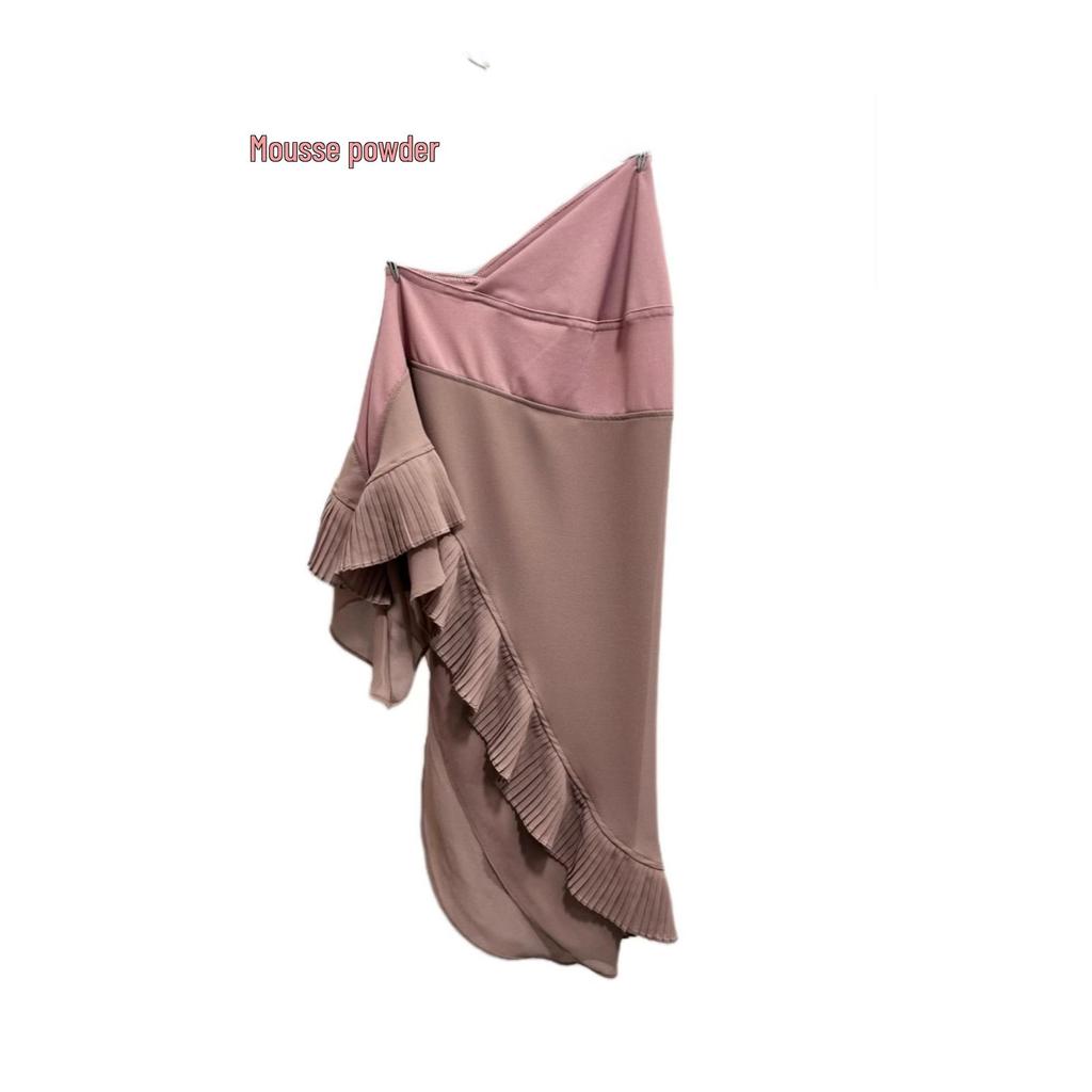 Muslim Women's Double Layer Chiffon Hijab - Pleated Edge Color Block Pullover