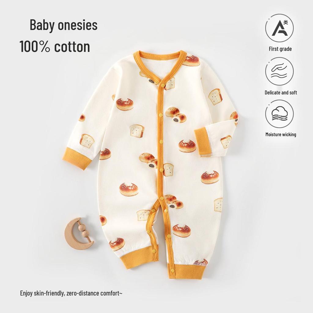 Pure Cotton Baby Jumpsuit - Spring/Autumn Style, Class A Newborn Bodysuit for Crawling