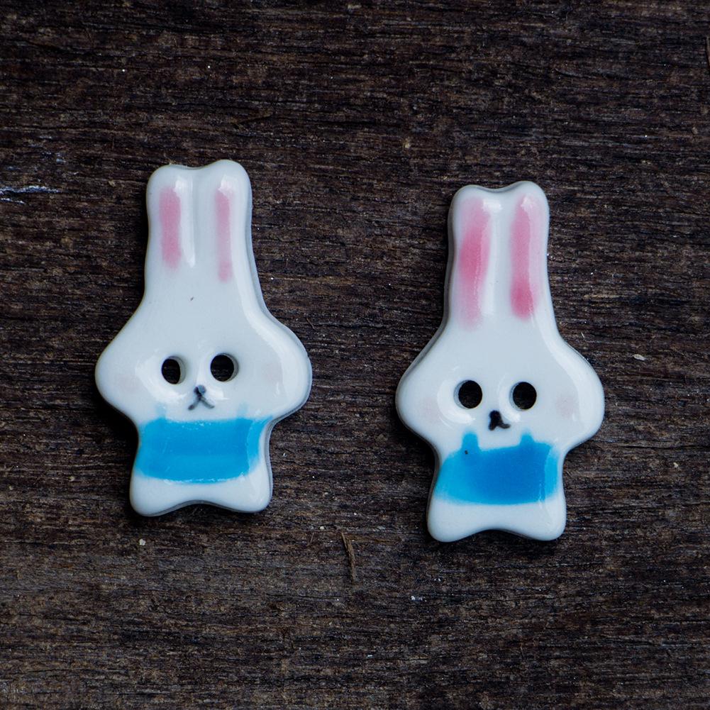 UK Handmade High-End Cute Rabbit Ceramic Buttons for DIY Windbreaker