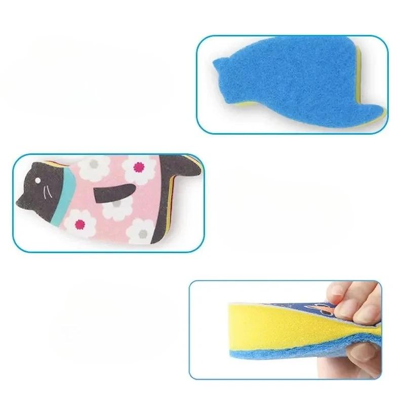 Kitchen Cleaning Dishwashing Sponge Sitting Cat Cute Cartoon Dishwashing Scouring Cloth Sponge Wipe