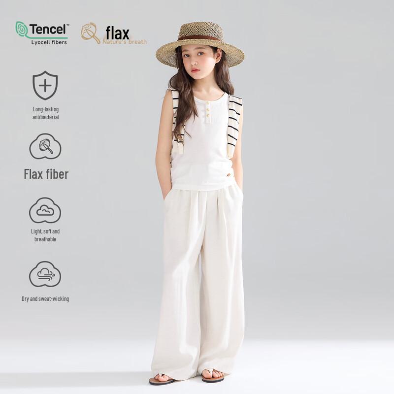 Mucmukn Girls' Tencel Linen Henley Vest