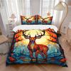 3pcs Bedding Set Deer Forest Includes 1 Comforter + 2 Pillowcases, Without Pillow Inserts, Soft Comfortable, Lightweight Breathable, Printed