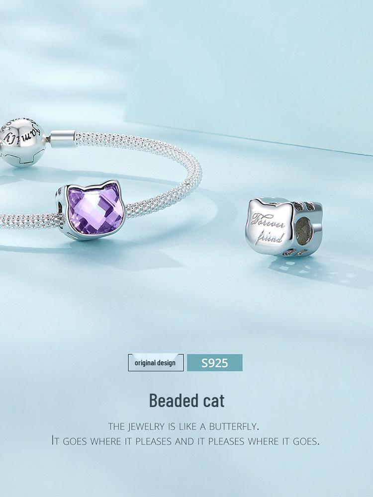 Silver Ziyun Colorful Cat S925 Silver Beads – Cute Pet DIY Bracelet Beads SCC2469