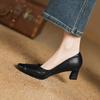 Fashion 2025 New Genuine Leather Women Pumps Shallow Women Shoes Square Toe High Heels Sliver Leather Ladies Shoes