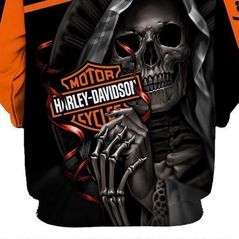Neuer 3D Totenkopf Harley-Davidson Hoodie Sweatshirt Kapuzenpullover Pullover Hohe Qualität