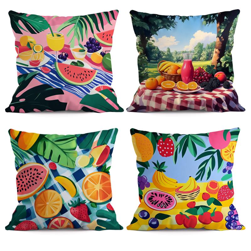 1 Pc Luxury Home Decor Office Seat Cushion Cover Creative Cartoon Watermelon Banana Print Fashion Pillow Cover 45*45 Cm