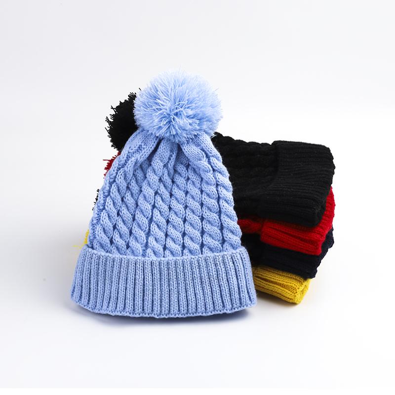 Cute Winter Custom Kids Beanie Hat High Quality Fashion Promotional Custom Embroidery Knitted Hat Solid Color Beanie Hat Style 4
