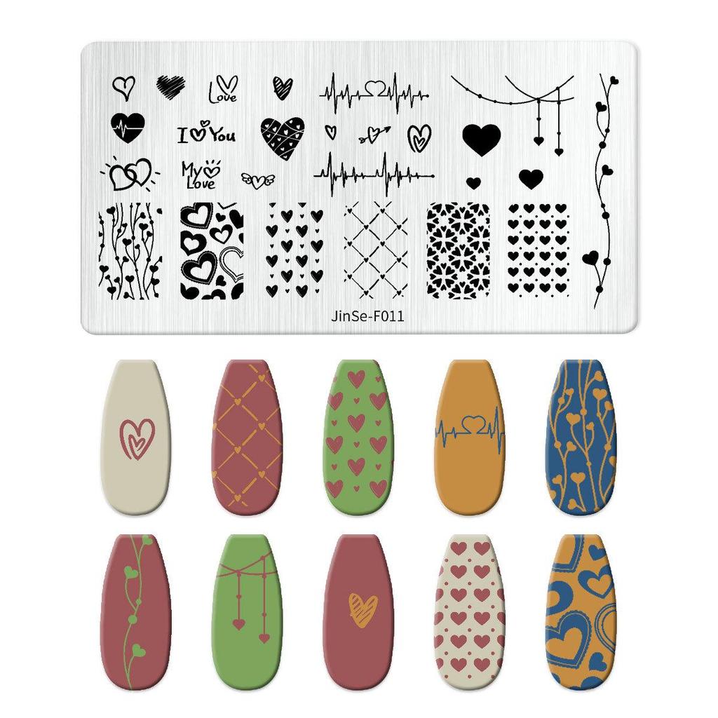 Nail Art Silicone Stamp & Geometric Steel Plate Set
