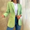 Women Fall Spring Coat Solid Color Lapel Long Sleeve Sraight Open Stitch Patch