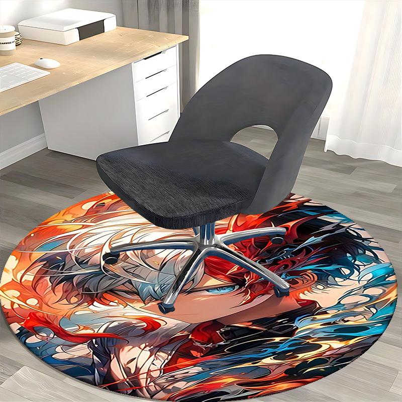 1pc Anime Design Round Carpet Office Chair Mat, Non Slip Rug for Anime Lovers | Festival Gift, Decor | Home Office, Living Room, Bedroom