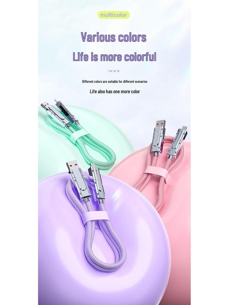 4-in-1 Braided Type-C Fast Charging & Data Cable for Mobile Phones