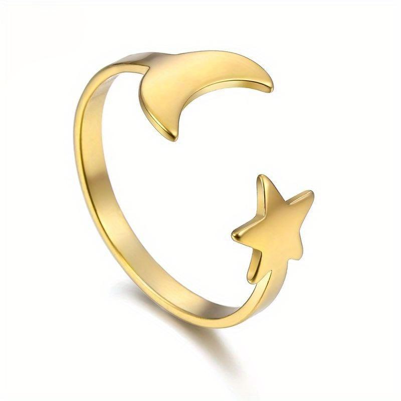 

Креативное и Минималистичное Кольцо с Открытием в Виде Звезды и Луны, Модный Полый Дизайн, Аксессуар Ручной Работы, Универсальное и Персонализированное Кольцо-Украшение. resizable золотой