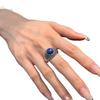 Stylish S925 Sterling Silver Lapis Lazuli Open Ring - Women's Retro, Versatile Punk Design