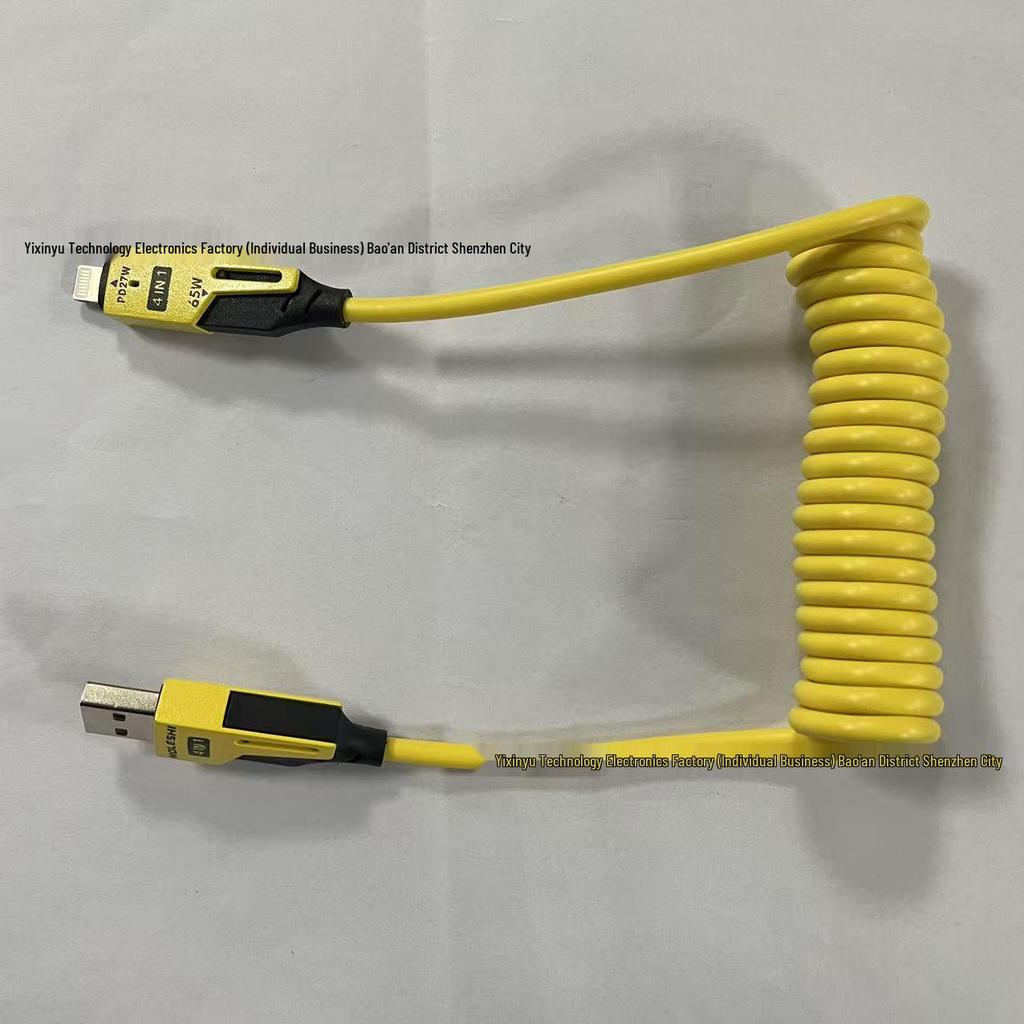 65W Einziehbarer Typ-C Schnellladegerät für Apple & Huawei - 4-in-1 Federkabel