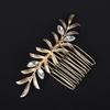 Wedding Rhinestone Hair Comb for Women Gold Zircon Handmade Bridal Bride Hair Accessories Simple Party Tiara Leaf Hair Piece