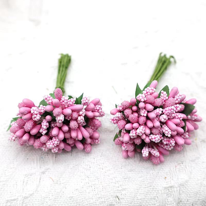 12 STK/Parti Kunstig Blomst Små Bær Pollenbærer Stilk av Ståltråd/Bryllupsblader DIY Krans Roser Kunstig Blomst