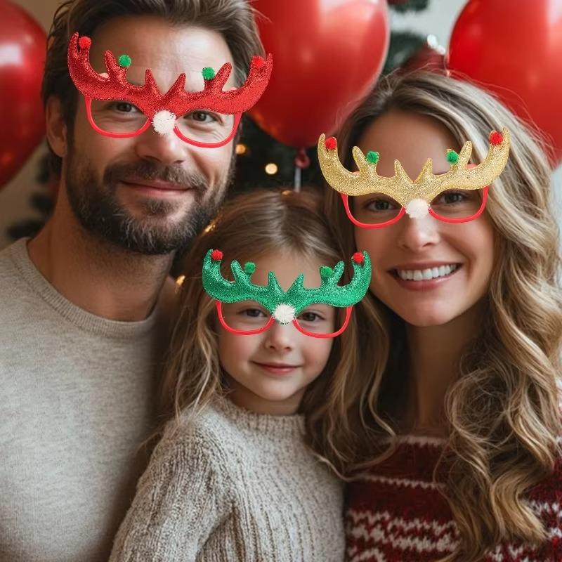New Year Party Glasses Christmas Antler Eyewear Festive Po Props for Kids Adults Holiday Decor Navidad Gifts Supplies