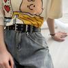 Women Belt Pu Leather Pin Buckle Punk Wind Jeans  Free Size Grommet Belts
