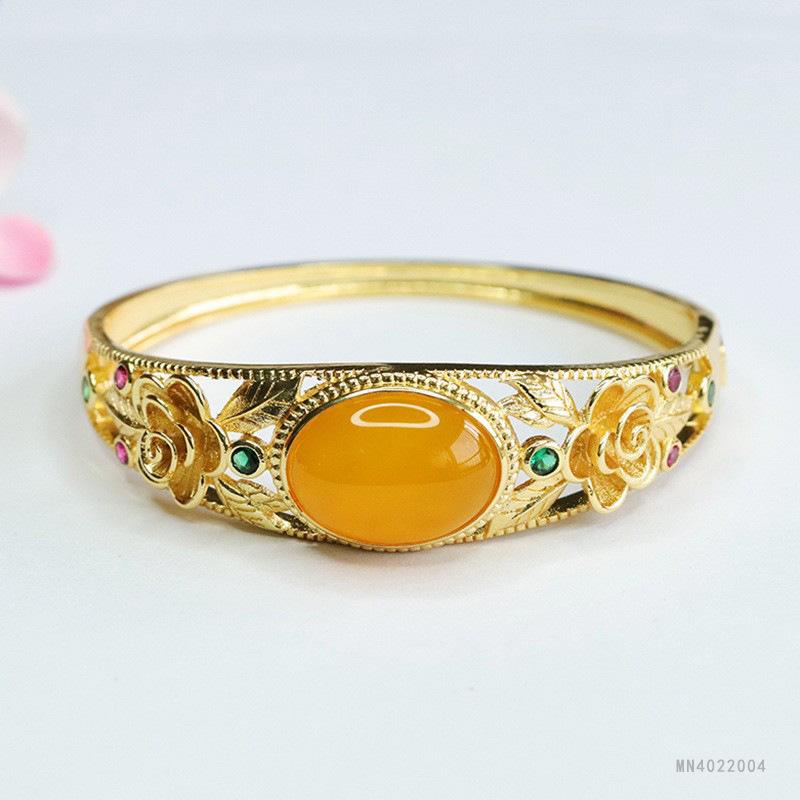 Green Agate Bracelet Canary Stone Flower Ethnic Style Factory  Generation S4022004