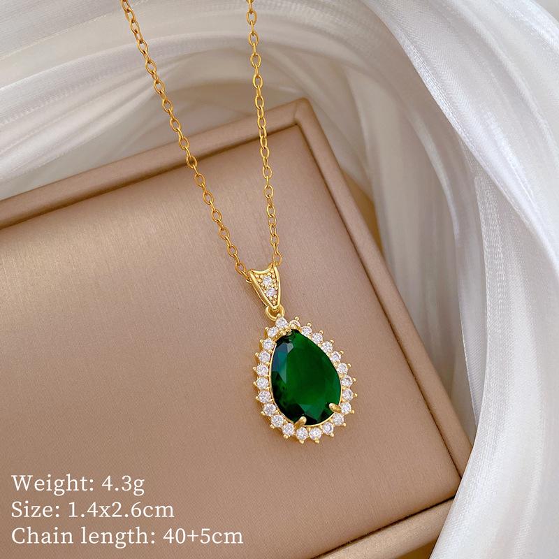 Multi-Element Style Copper Micro-Inlaid Necklace Combination Female Real Gold Electroplated Exquisite Collarbone Chain