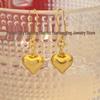 2024 Trend Hollow Heart Brass Gold Earrings: Elegant, Light Luxury Design for Autumn/Winter