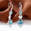Blue Zircon Water Drop Earrings with Diamonds, Long Design Sense, Elegant Temperament, Fringed Earrings.
