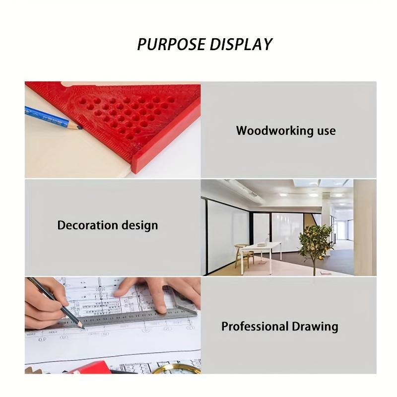 1pc Woodworking Triangle Ruler with Leaning Angle Positioning Measurement, Multifunctional 90 Degree Right Angle Ruler, Scribing Ruler Triangle Plate