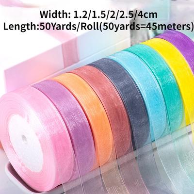 1,2-4cm (45 Meter/Rolle) Satinrandband Organzaband für Schleife Hochzeit Weihnachtsfeier Dekoration Handgemacht DIY Verpackung Bastelbedarf