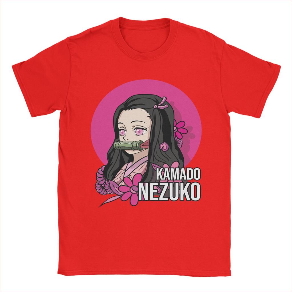Anime Demon Slayer Nezuko T Shirt for Men Pure Cotton Vintage T-Shirt Round Collar  Tees Short Sleeve Clothes Summer