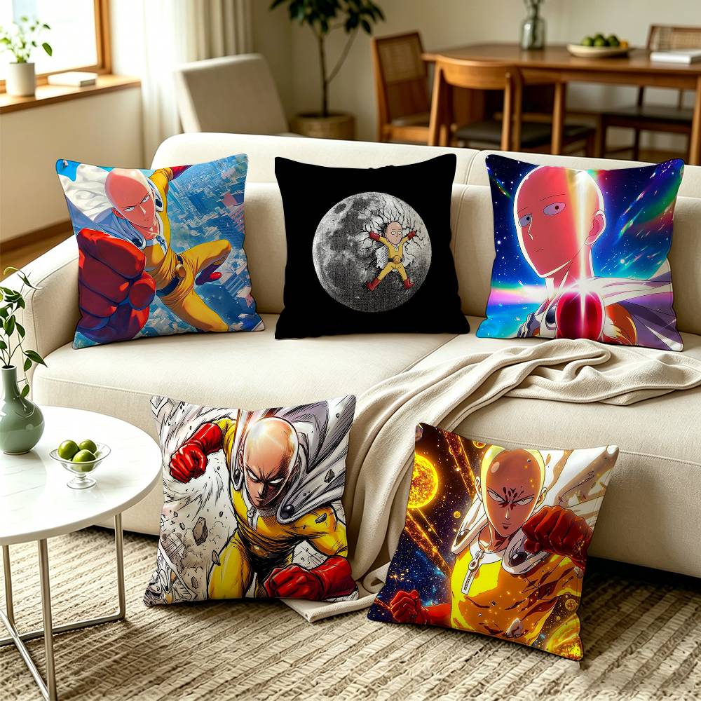CCool Saitama One Punch Man Anime Square DoubleSided printed Pillow Case Bedroom Bedside Pillow Sofa Cushion Cover