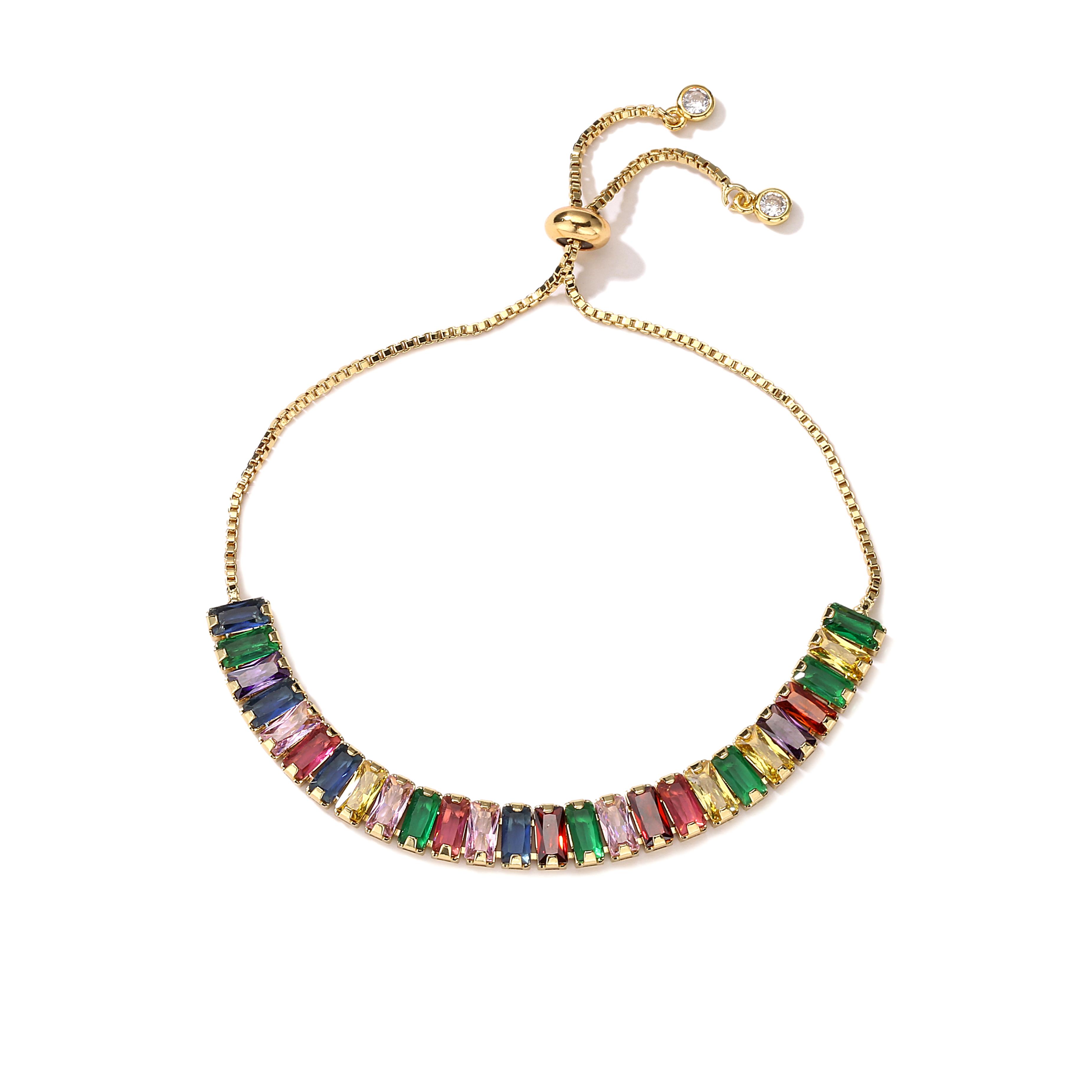 

HECHENG,New Iced Out Bling Rainbow Necklace,Colorful Cubic Zircon cz 5mm Tennis Chain Choker for Women,Necklace Zircon Gift