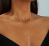 18k Gold Plated Y-necklace With Zircon Pendants Necklace - 42+5cm Chain Trendy Luxury Women's Jewelry S0744