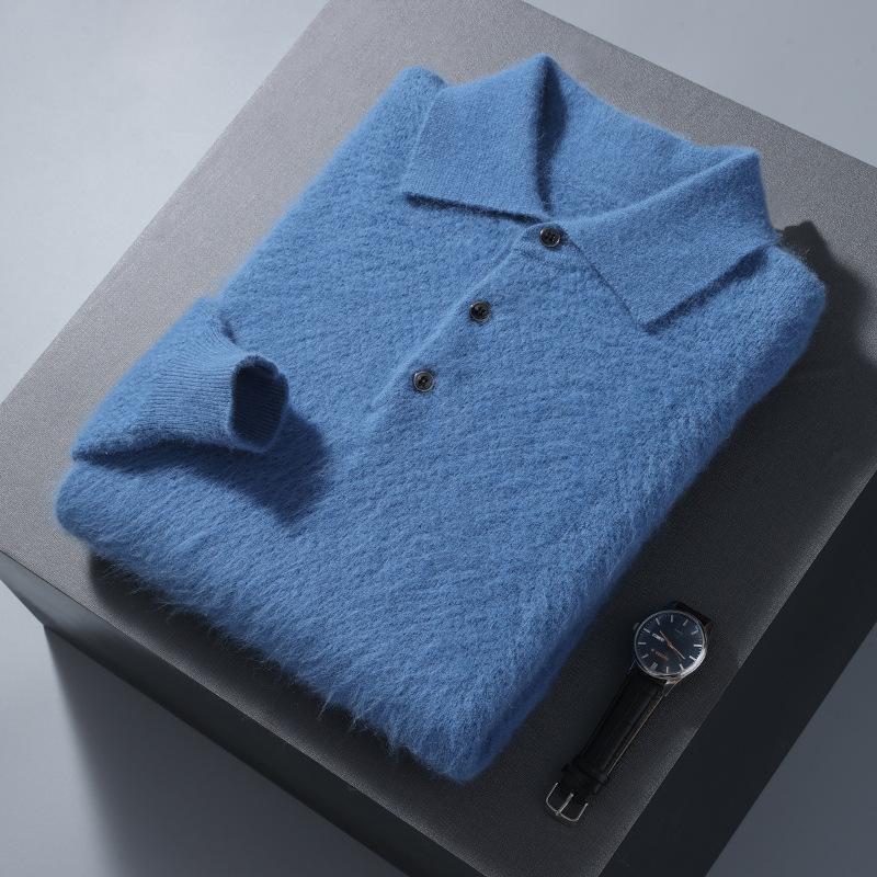 Autumn And Winter Ready-To-Wear Polo Shirts, Men'S Casual Mink Knit Shirt Collar Sweater, Factory Release