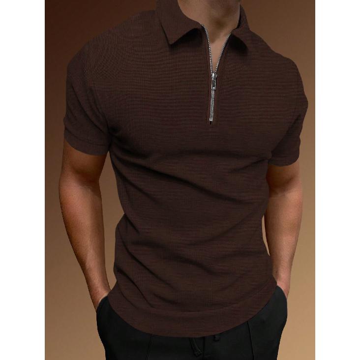 Men'S Summer Sports And Fitness T-Shirt Casual Lapel Short-Sleeved Half-Zip Polo Shirt Man