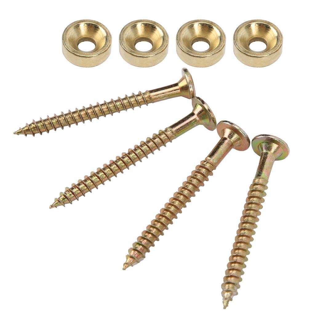 4 Sets Guitar Neck Joint Bushing Set Metal Ferrule Bolt with Screw Accessory for Electric BassGold