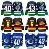 Mens Ice Hockey Jersey Retro Style Custom Number 43 Team Uniform Cotton Blend Practice Shirt Adult Players