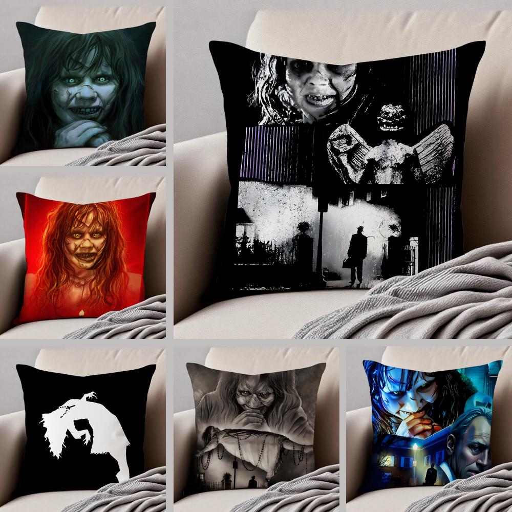 scary movie TThe Exorcistes Cushion Cover Throw Pillow Cover Hidden Button Durable Polyester Chair Cushion