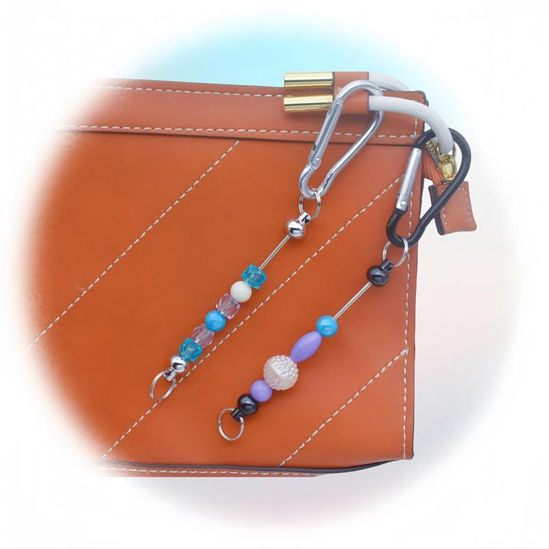 Good-10 Pcs Beadable Keychian Bars Small Carabiner Clips DIY Beaded Key Chains Charm Craft (No Beaded Included)