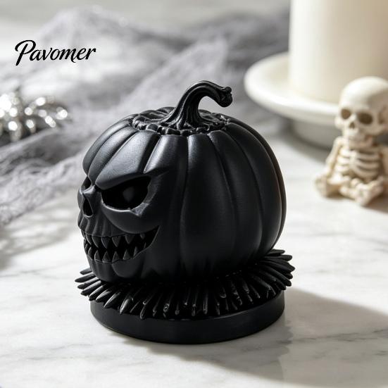 Cool Personalized Festive Props 3D Printed Evil Pumpkin Head Figurine with Ruffled Collar, Gothic Dark Thrilling Party Atmosphere Decor Jack O Lantern