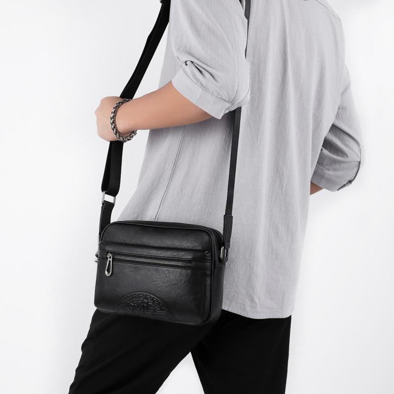 Men's Bag Crossbody Bag Genuine Leather Men's Bag Horizontal Top Layer Cowhide Bag Soft Leather Bag Business Casual Shoulder Bag Trend
