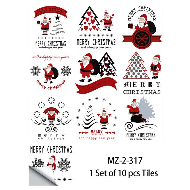 10ks Vánoční dlaždičky Santa Claus Samolepka Kuchyně Šatní skříň Koupelna Domácí Dekor Samolepící Křišťál Hard Film Art Samolepky na zeď