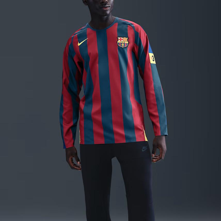 Nike FC Barcelona 2005/06 Reedycja Replika Koszulka z Długim Rękawem Czerwono/Niebieska Unisex Top HQ1461-471