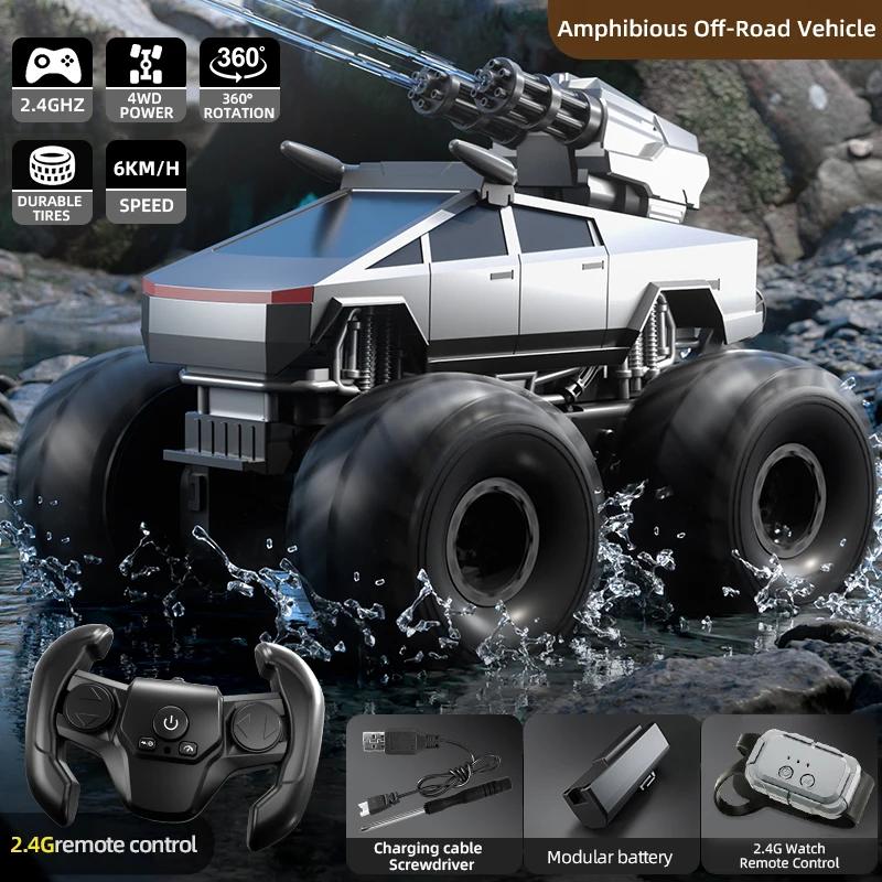 Q213 RC Off-road Stunt Car Amphibious Vehicle Children's Toy Cars 4WD 2.4G Pick-up Truck Water Cannon Remote Controlled Car
