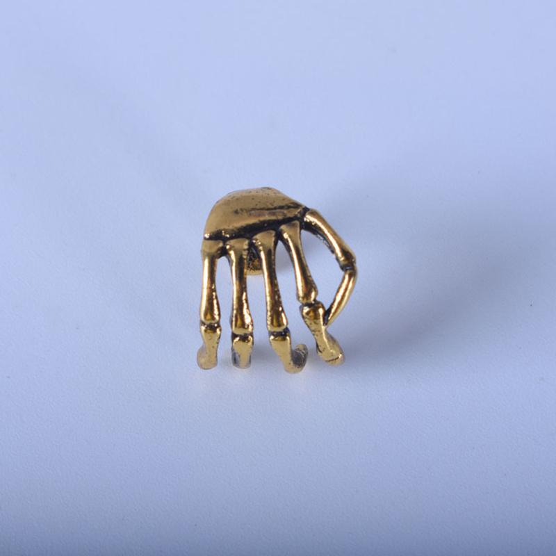 Halloween No Piercing Required Rock Hand Bone Design Jewelry Earrings Halloween Wear Eardrop Party Wear Gold/Silver