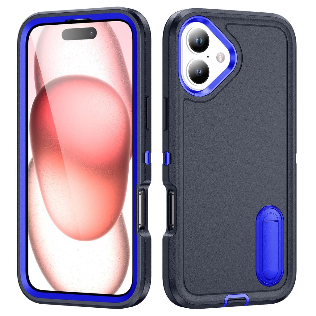 For iPhone 16 Plus Case Kickstand Phone Cover PC+Silicone+EVA 3-in-1 Design