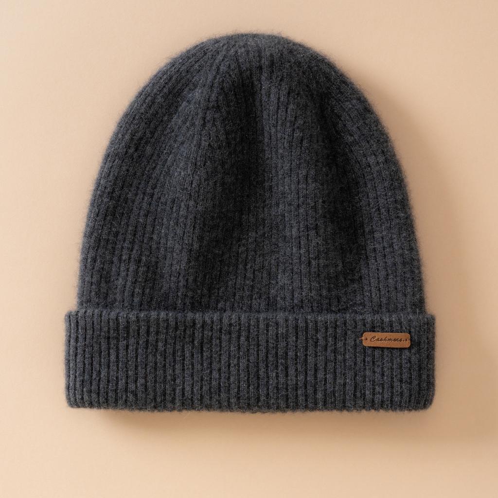 One-line forming~% pure cashmere knitted hat for men and women, warm ears in autumn and winter, thickened and versatile Cashmere